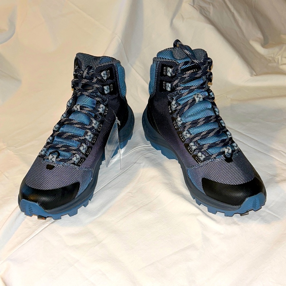 Merrell J90030 Thermo Chill Mid Waterproof Boots Black & Slate Blue Sz 7 NWT